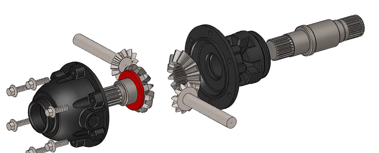 Differential gear assembly SolidWorks exploded view