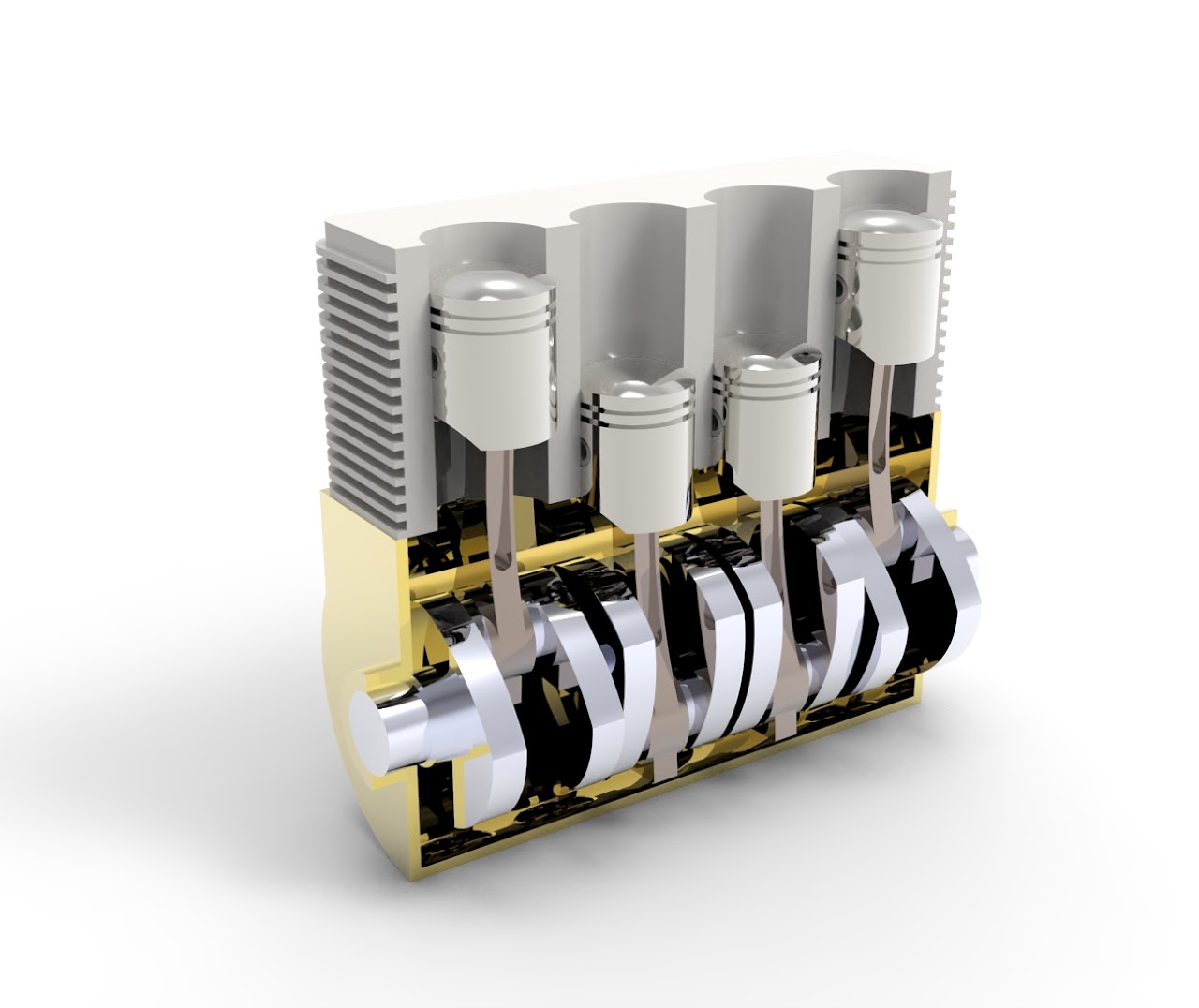 4-cylinder engine SolidWorks cross section