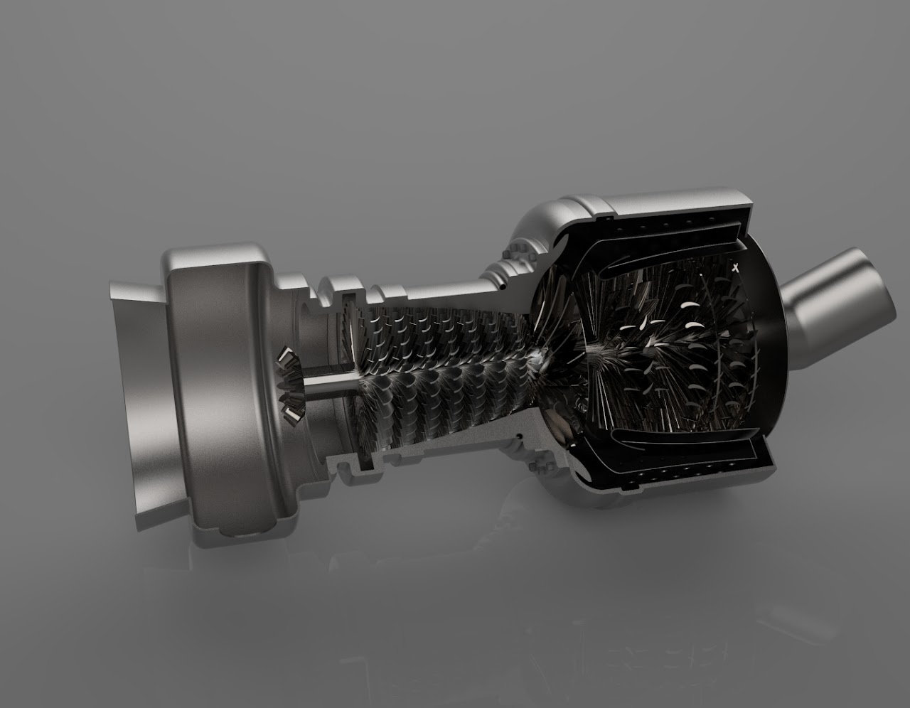 Jet turbine engine SolidWorks cross section
