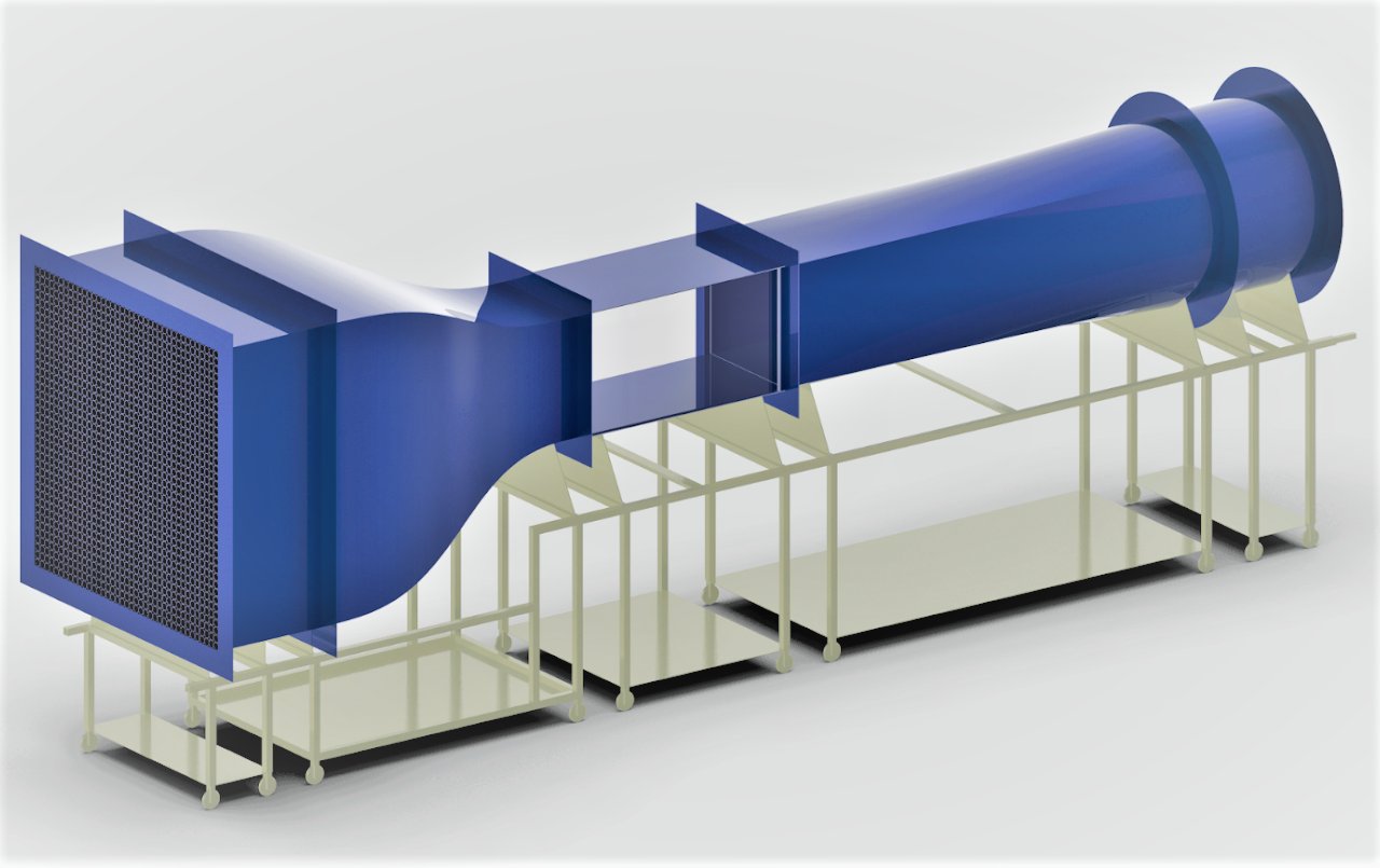 Low-subsonic wind tunnel SolidWorks render