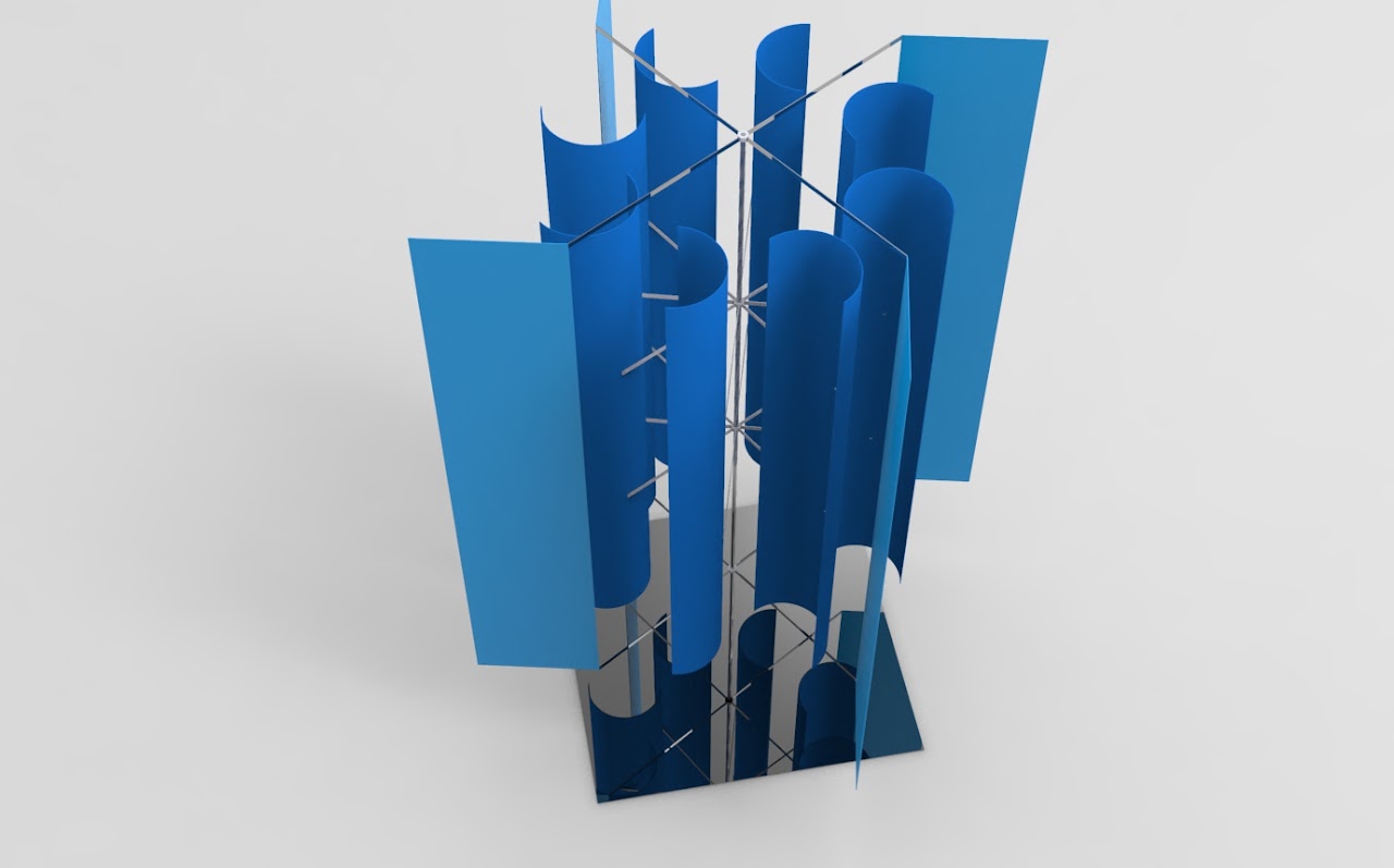 Vertical axis wind turbine VAWT SolidWorks assembly